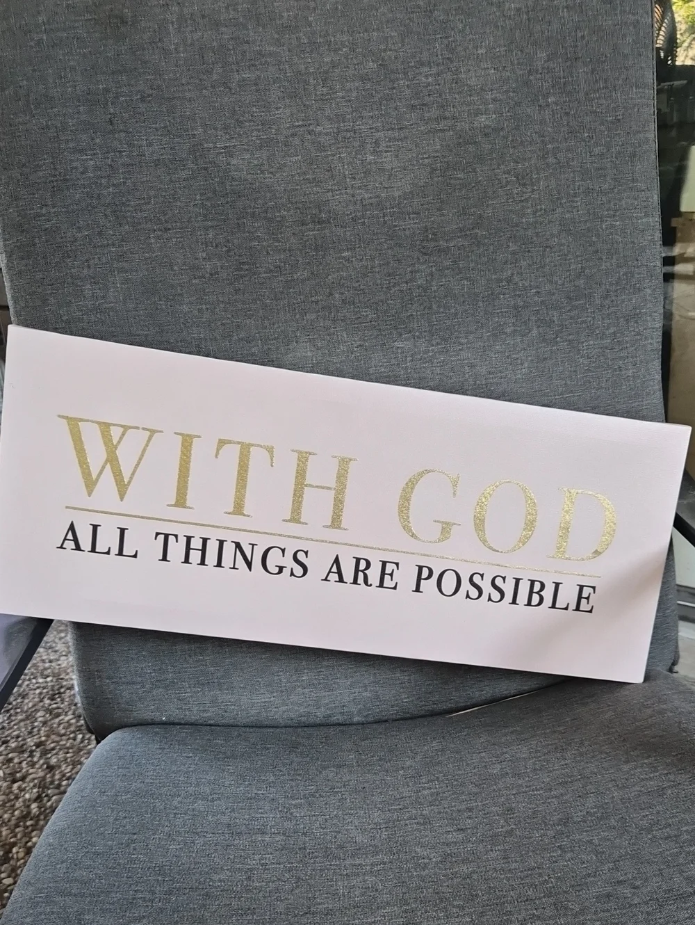 Inspirational 'With God' Wall Plaque in Pink and Gold